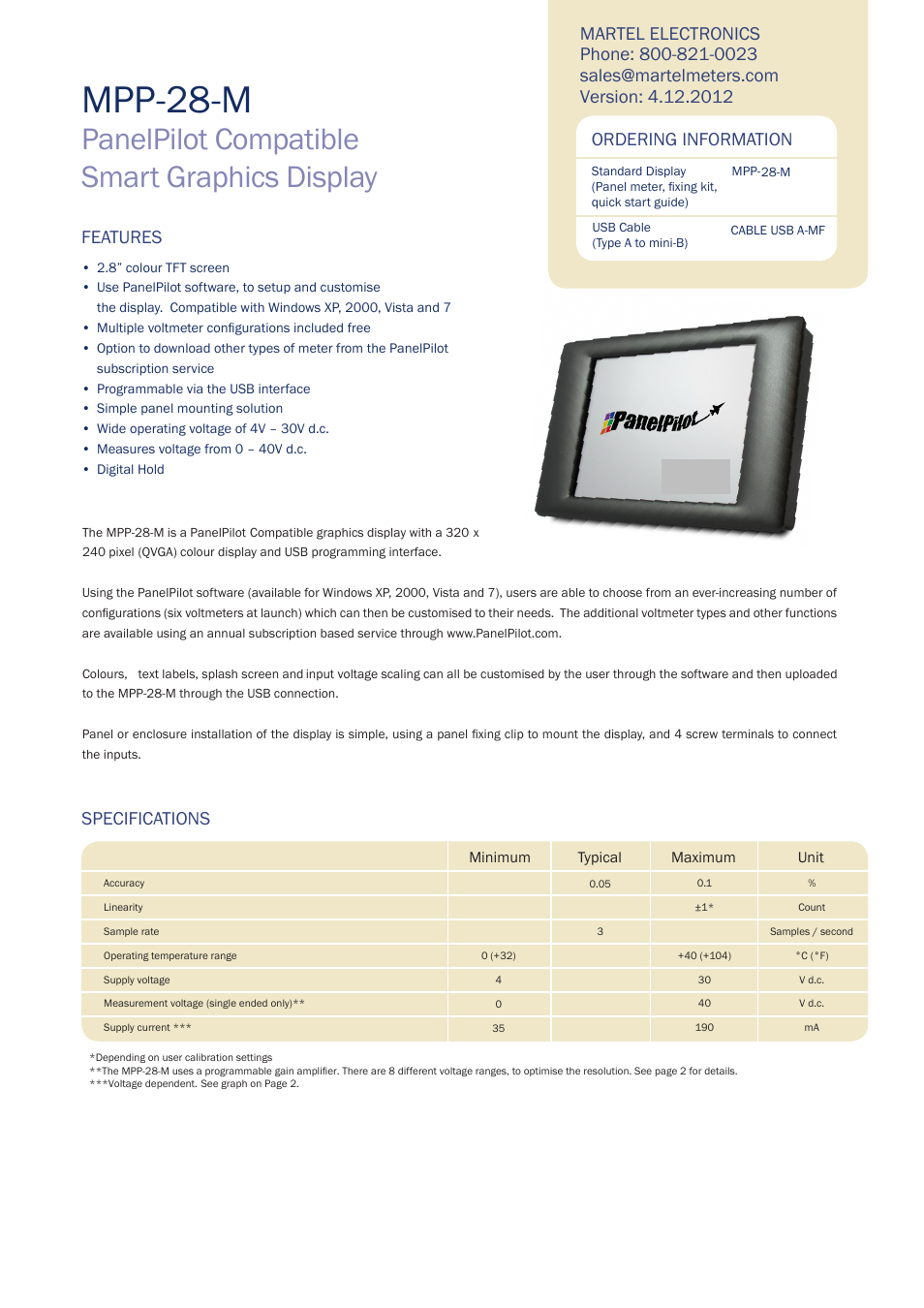 Martel Electronics MPP-28-M User Manual | 5 pages