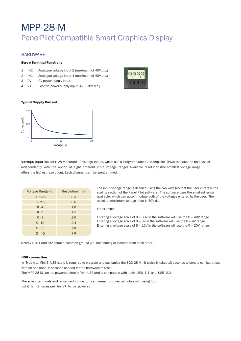 Mpp-2 8-m, Panelpilot compatible smart graphics display, Hardware | Martel Electronics MPP-28-M User Manual | Page 2 / 5