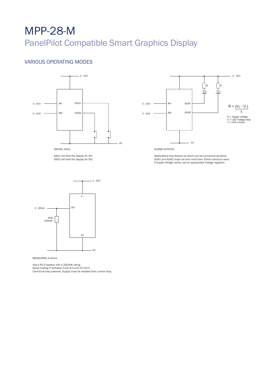 Mpp-2 8-m, Panelpilot compatible smart graphics display, Various operating modes | Martel Electronics MPP-28-M User Manual | Page 5 / 5