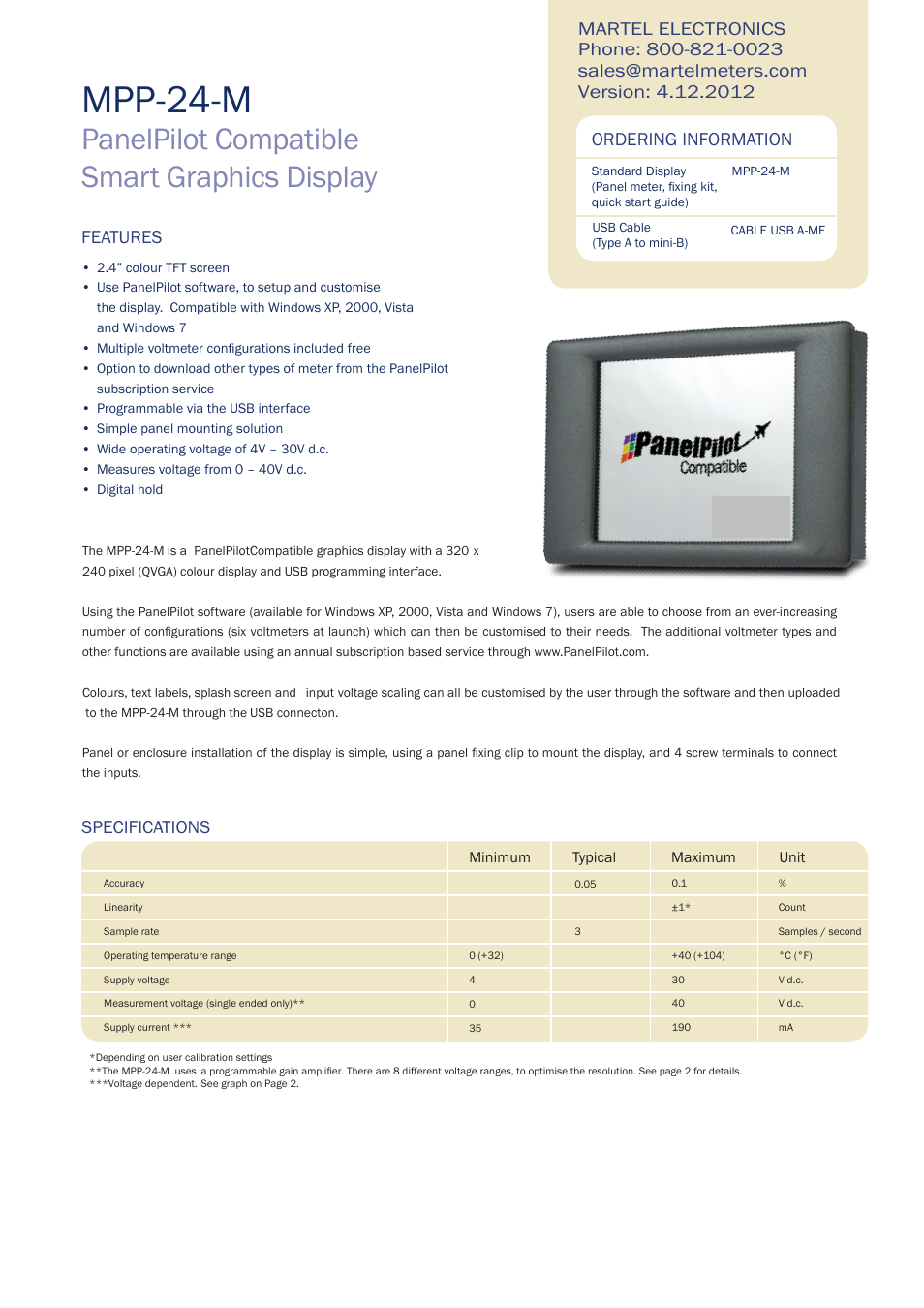 Martel Electronics MPP-24-M User Manual | 5 pages