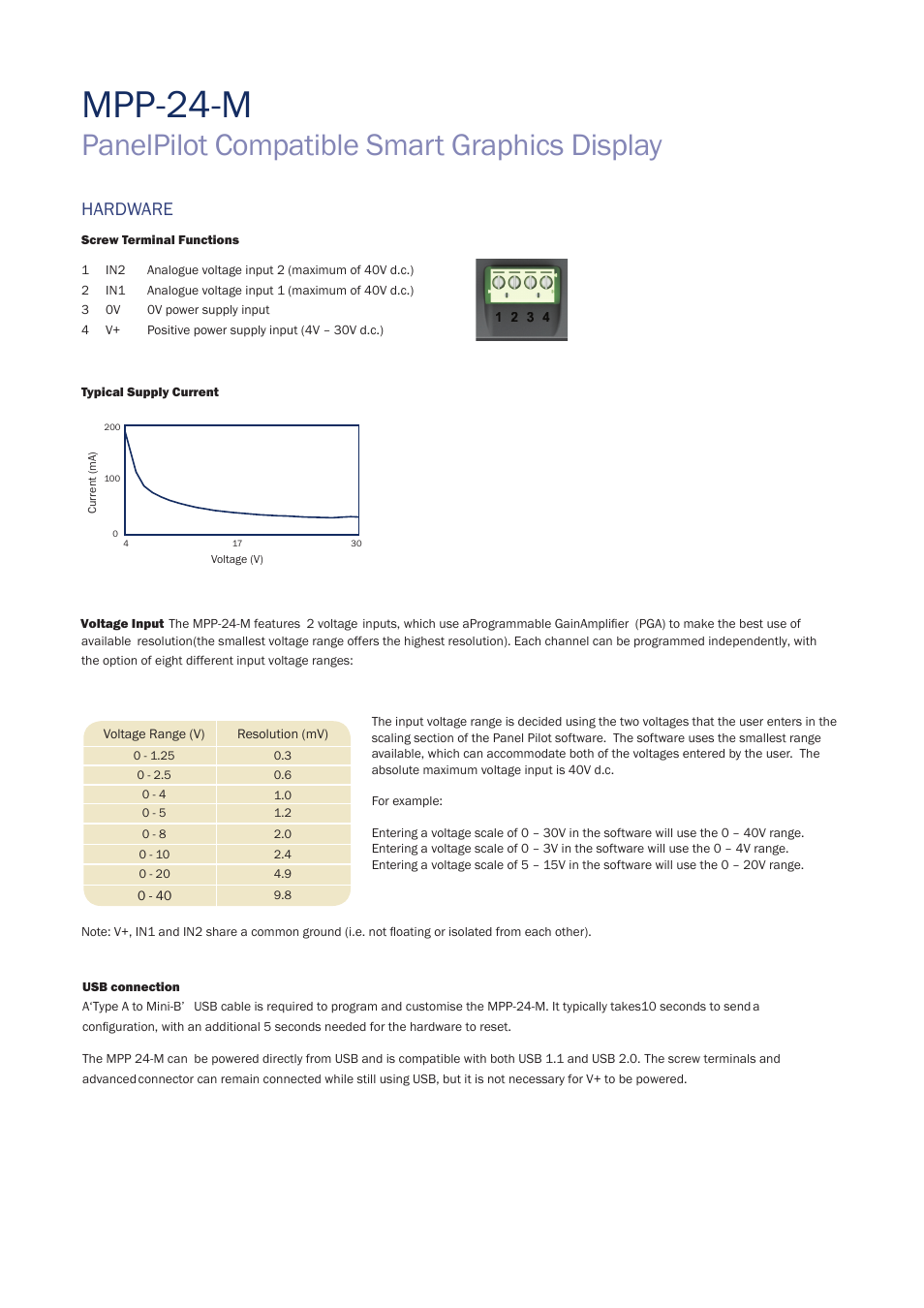 Mpp- 24-m, Panelpilot compatible smart graphics display, Hardware | Martel Electronics MPP-24-M User Manual | Page 2 / 5