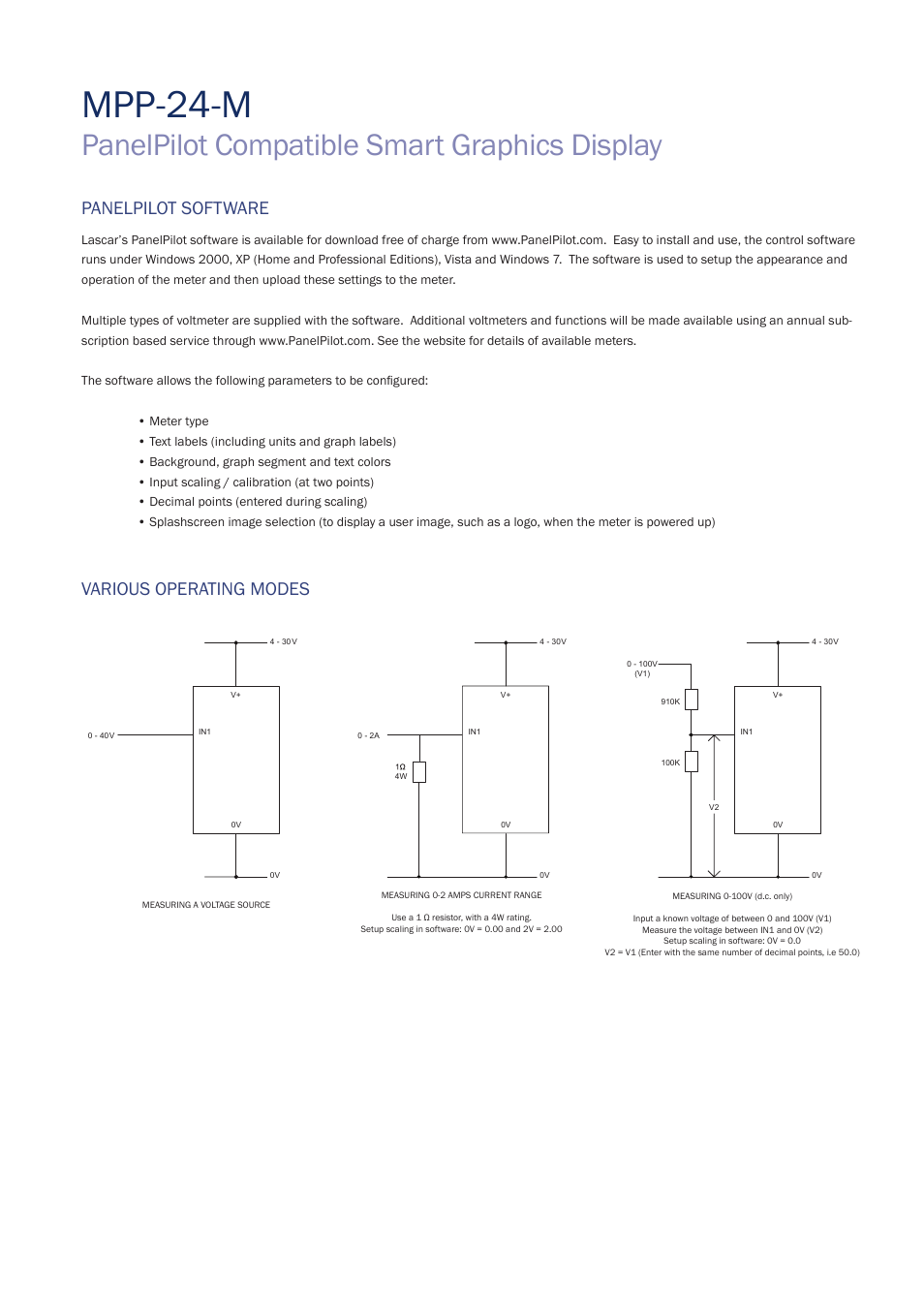 Mpp-2 4-m, Panelpilot compatible smart graphics display, Various operating modes | Panelpilot software | Martel Electronics MPP-24-M User Manual | Page 4 / 5