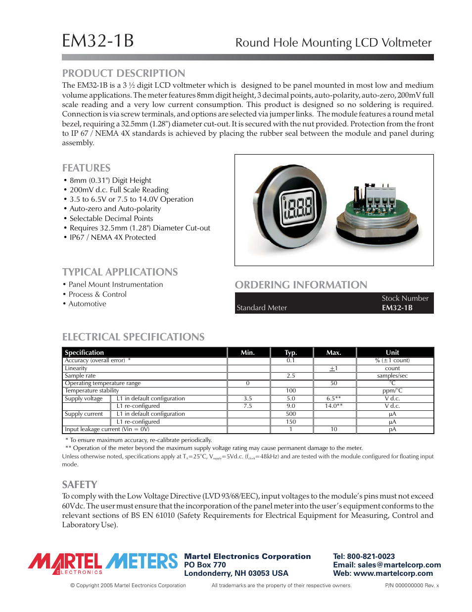 Martel Electronics EM32-1B User Manual | 4 pages