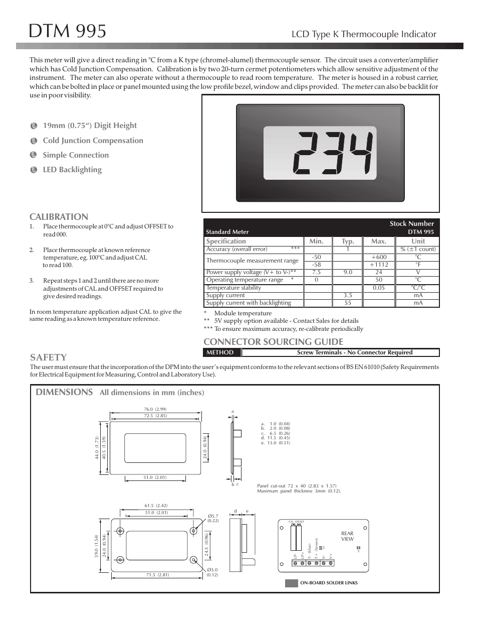 Martel Electronics DTM995 User Manual | 2 pages