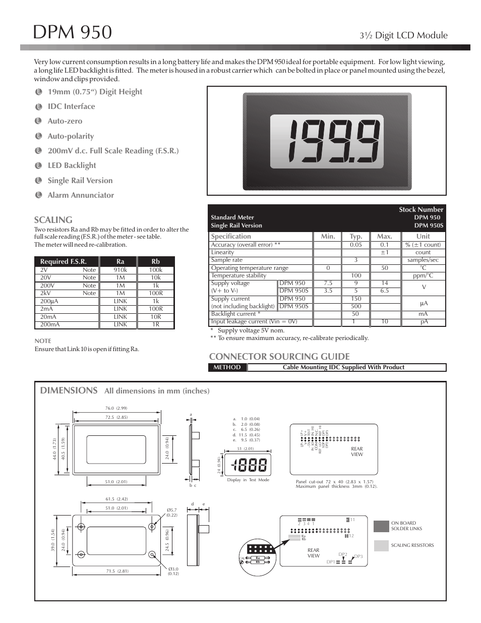 Martel Electronics DPM950 User Manual | 2 pages