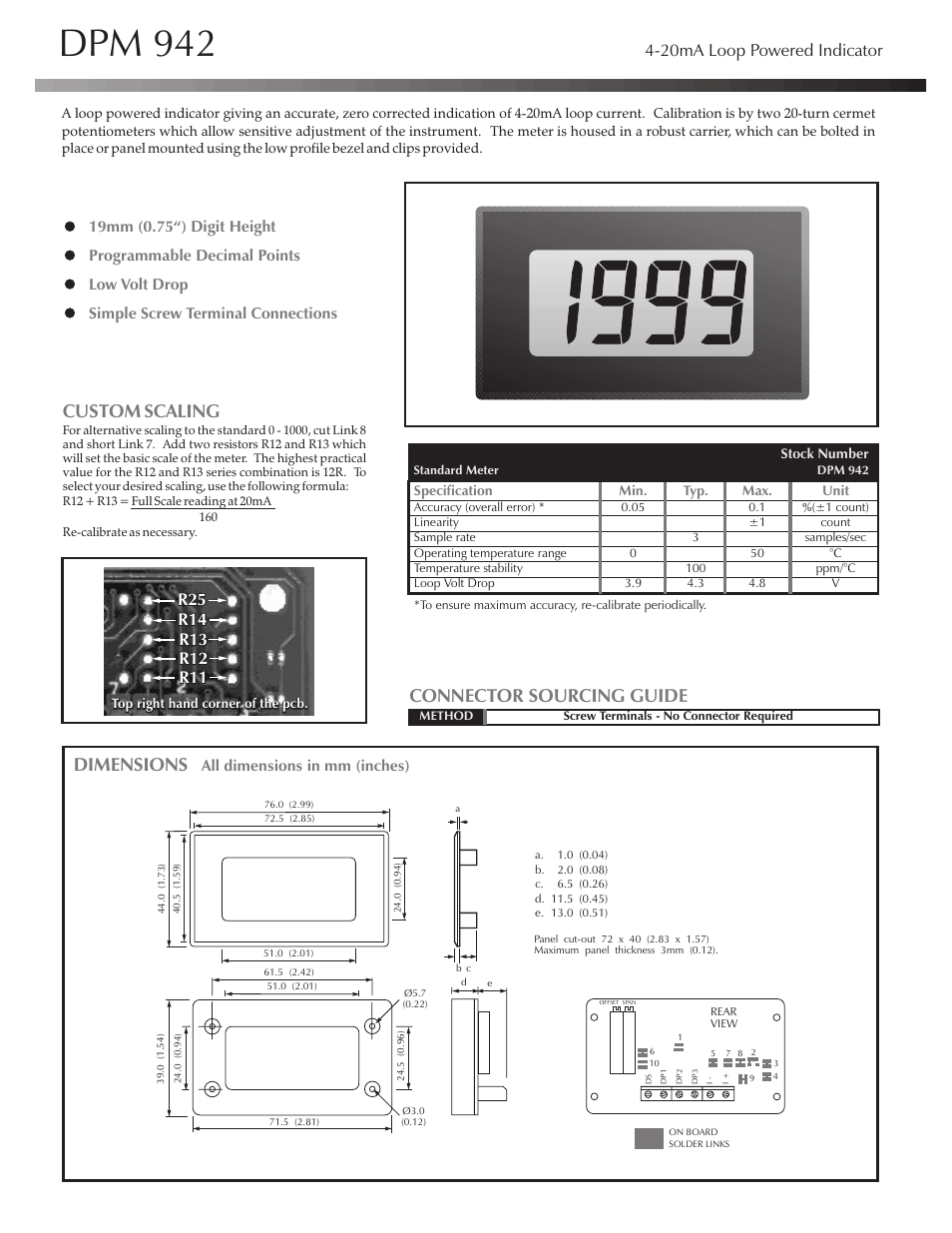 Martel Electronics DPM942 User Manual | 2 pages