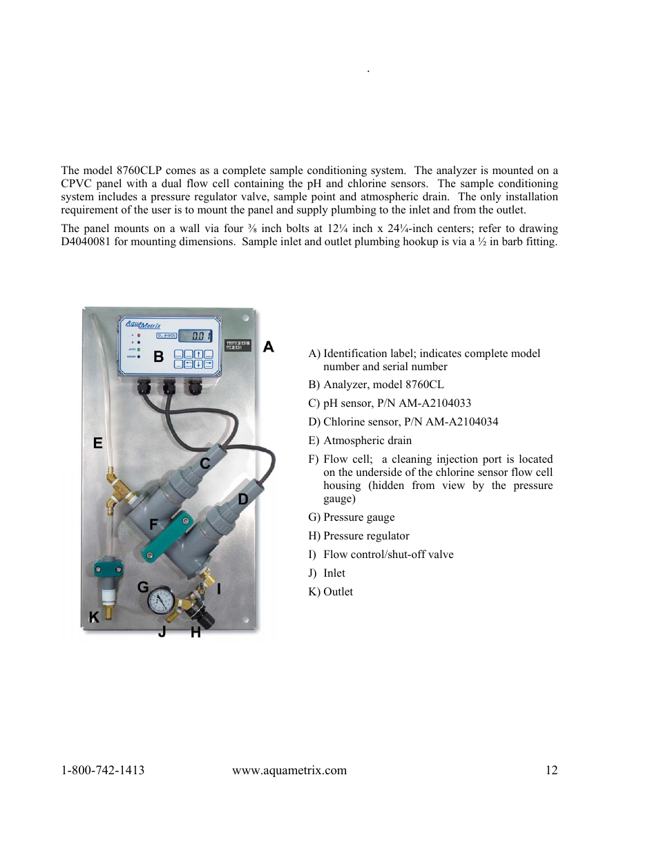 Installation | Metex 8760CLP Total Free Chlorine & pH Analyzer User Manual | Page 12 / 71