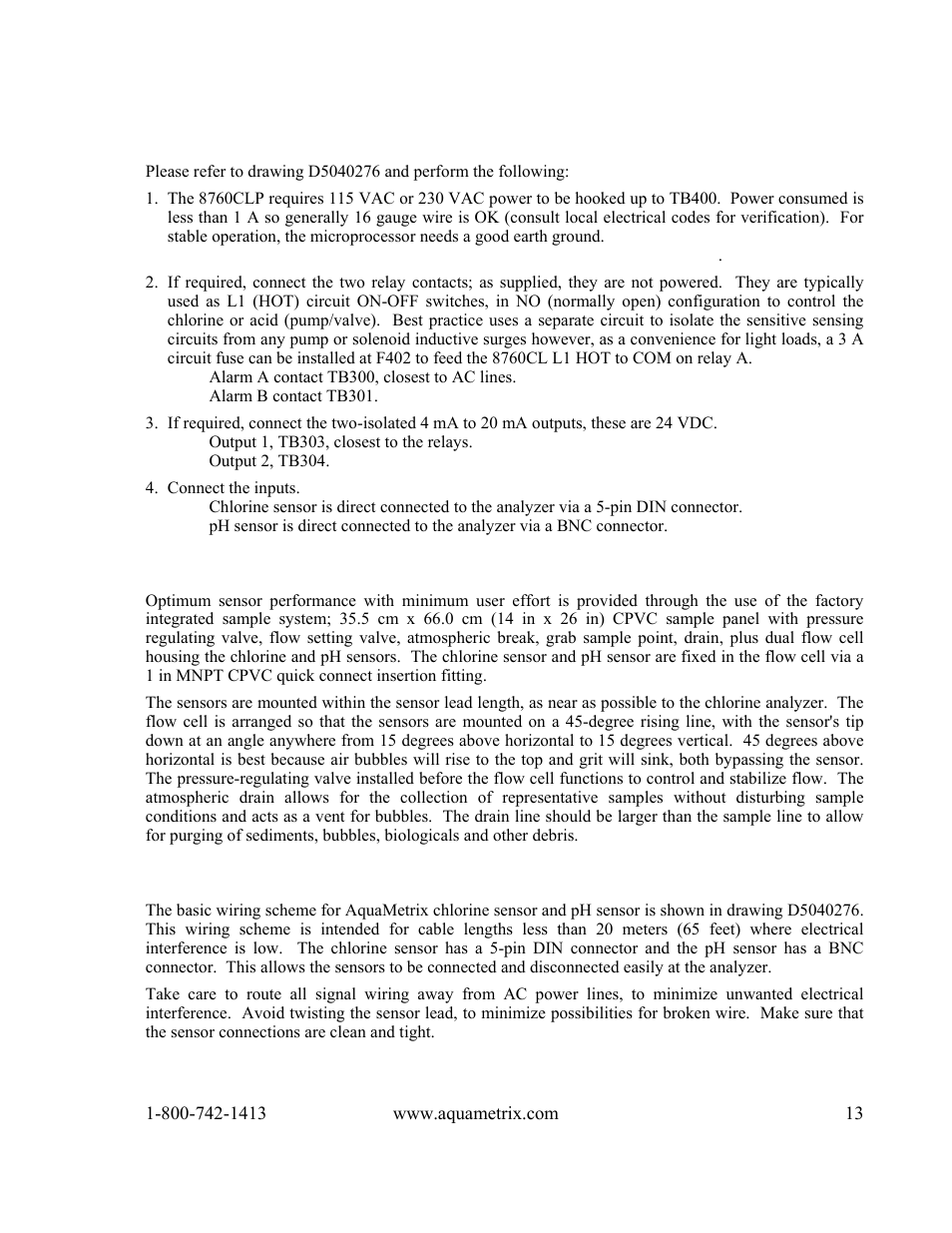 Metex 8760CLP Total Free Chlorine & pH Analyzer User Manual | Page 13 / 71