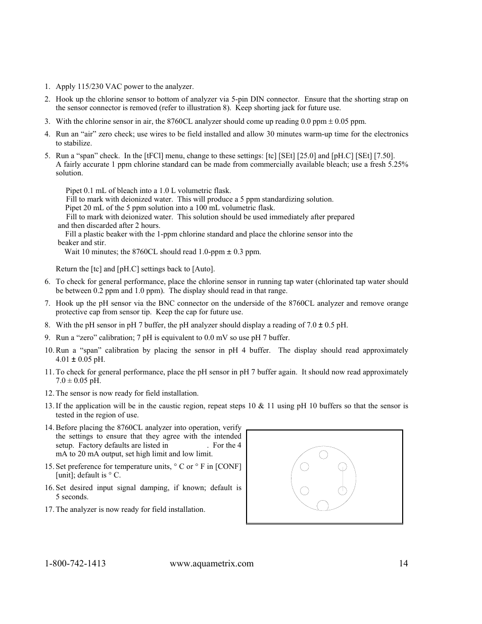 Instrument shop test startup | Metex 8760CLP Total Free Chlorine & pH Analyzer User Manual | Page 14 / 71