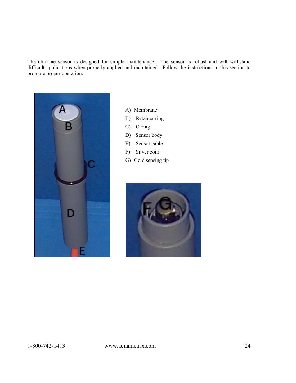 Chlorine sensor instructions | Metex 8760CLP Total Free Chlorine & pH Analyzer User Manual | Page 24 / 71