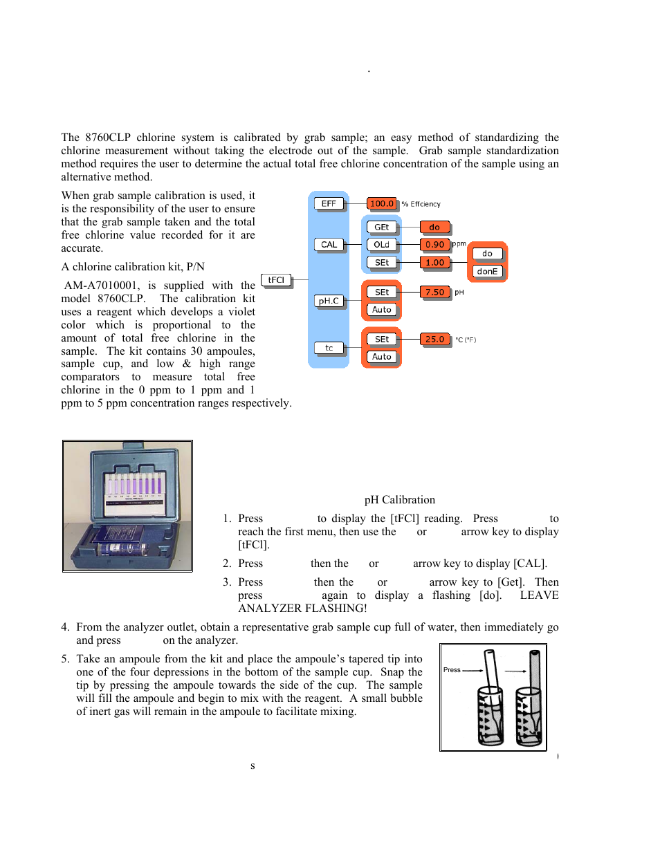 Chlorine calibration, Standardizing chlorine | Metex 8760CLP Total Free Chlorine & pH Analyzer User Manual | Page 30 / 71