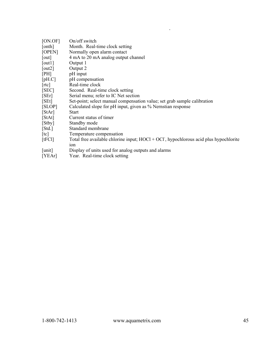 Metex 8760CLP Total Free Chlorine & pH Analyzer User Manual | Page 45 / 71