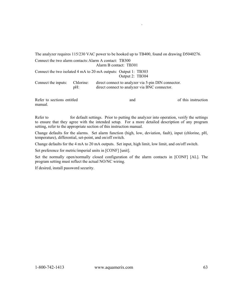 Appendix c — installation | Metex 8760CLP Total Free Chlorine & pH Analyzer User Manual | Page 63 / 71