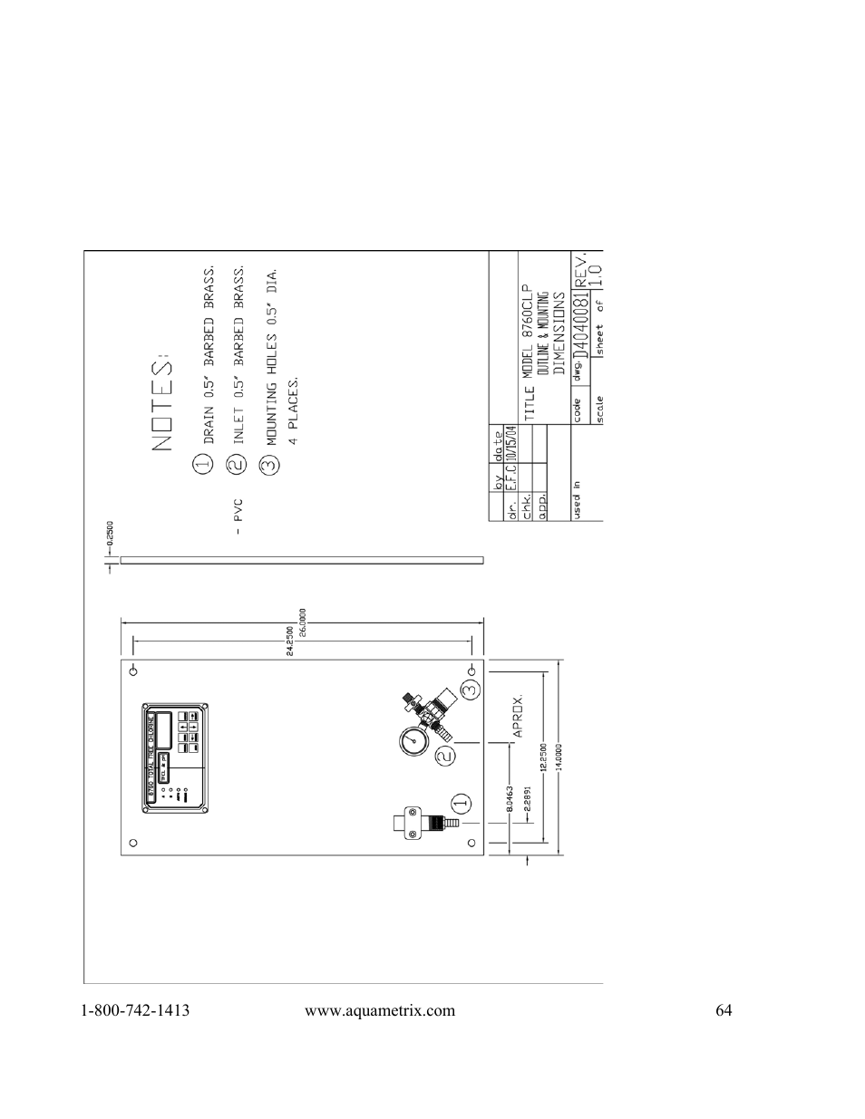 Drawings | Metex 8760CLP Total Free Chlorine & pH Analyzer User Manual | Page 64 / 71