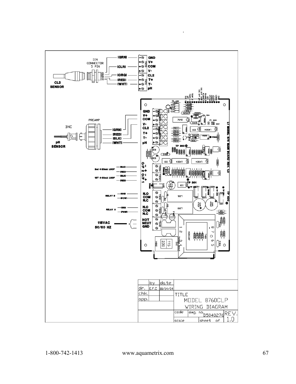 Metex 8760CLP Total Free Chlorine & pH Analyzer User Manual | Page 67 / 71