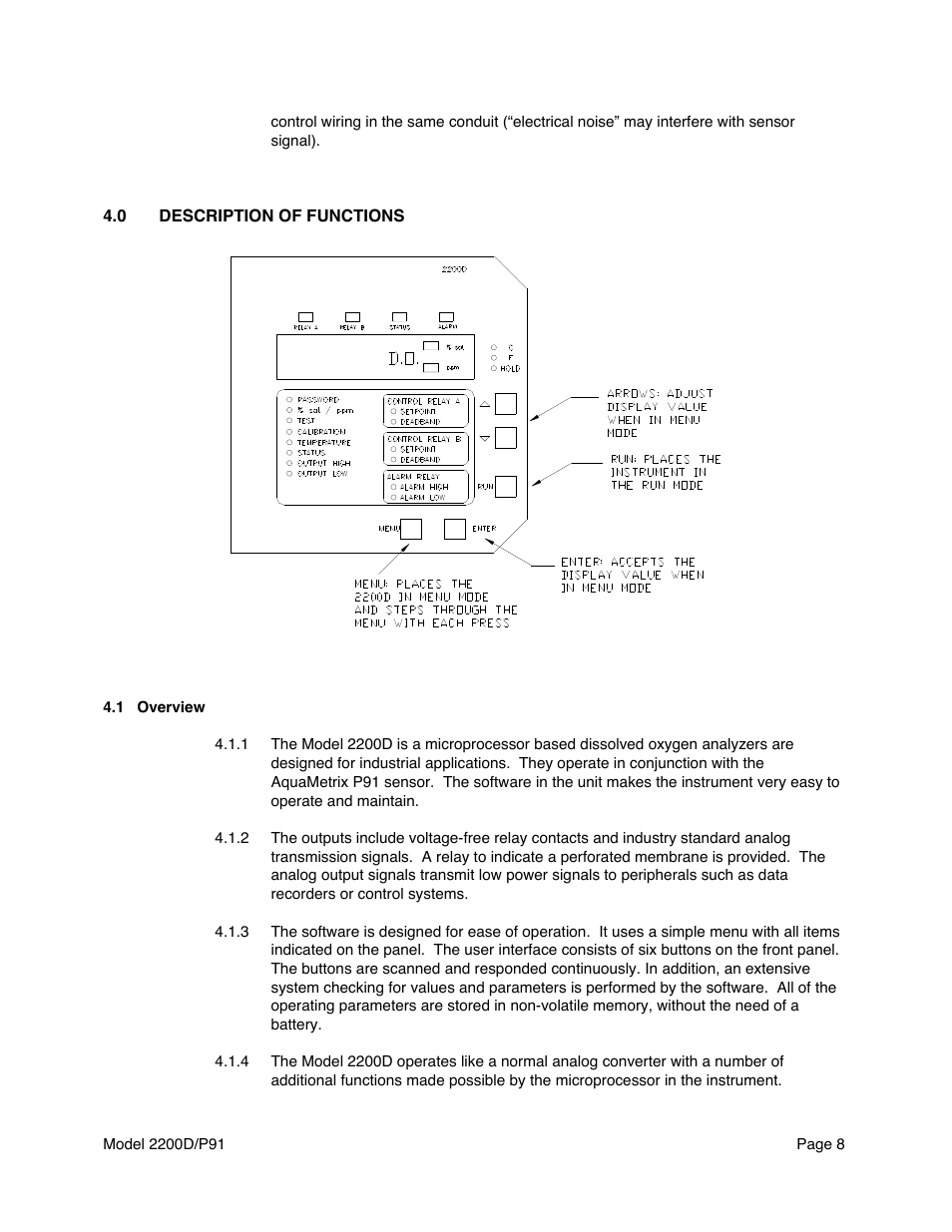 Metex 2200D/P91 Dissolved Oxygen Controller/Analyzer User Manual | Page 10 / 27