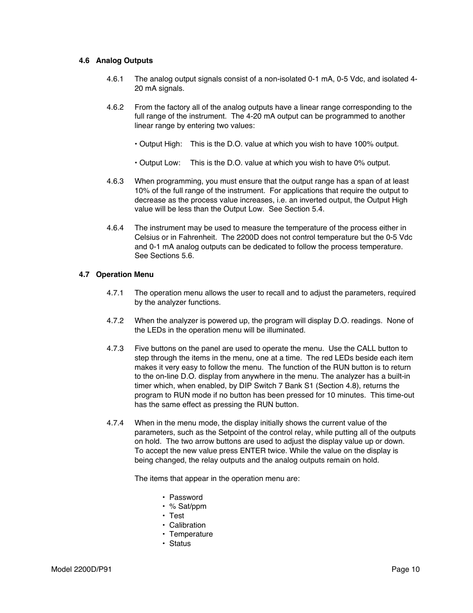Metex 2200D/P91 Dissolved Oxygen Controller/Analyzer User Manual | Page 12 / 27