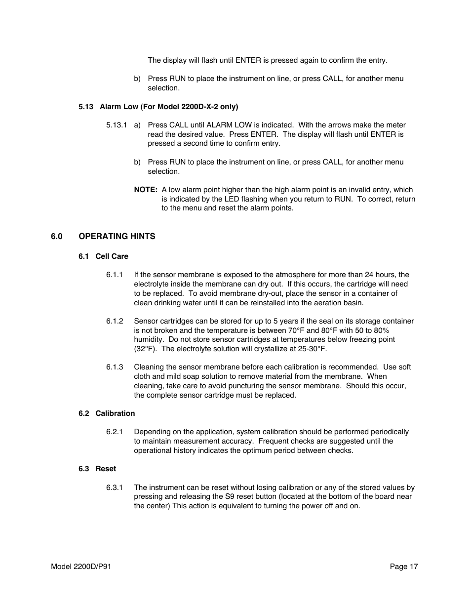 Metex 2200D/P91 Dissolved Oxygen Controller/Analyzer User Manual | Page 19 / 27