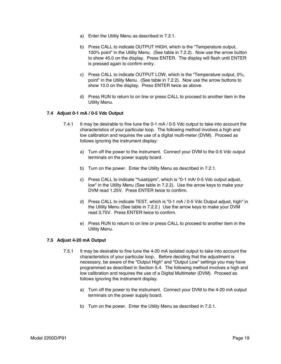 Metex 2200D/P91 Dissolved Oxygen Controller/Analyzer User Manual | Page 21 / 27