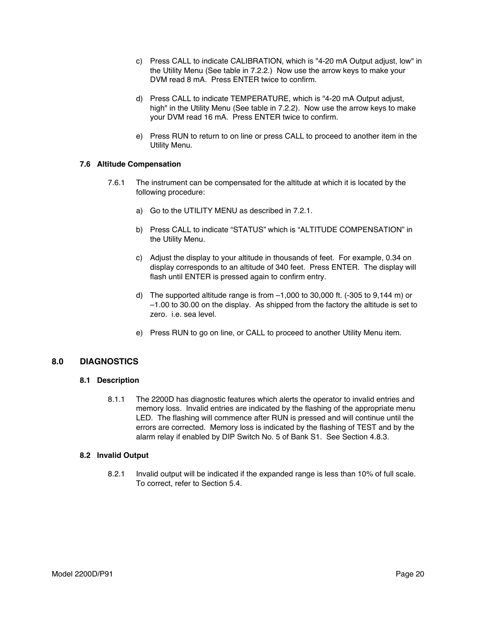 Metex 2200D/P91 Dissolved Oxygen Controller/Analyzer User Manual | Page 22 / 27