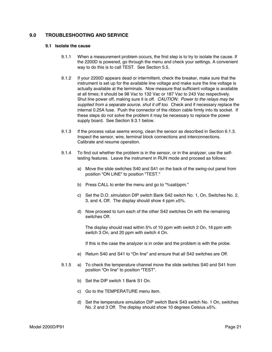 Metex 2200D/P91 Dissolved Oxygen Controller/Analyzer User Manual | Page 23 / 27