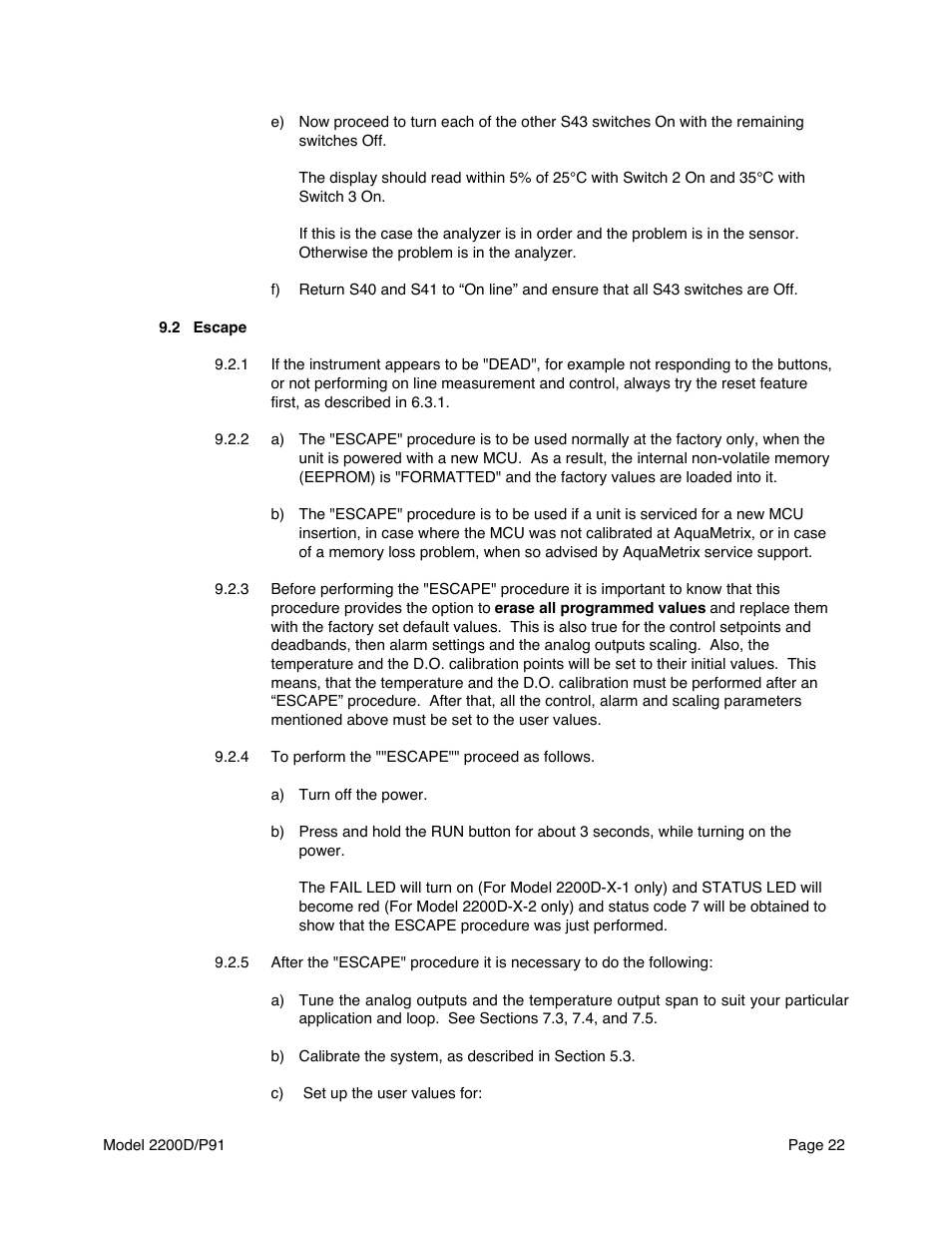 Metex 2200D/P91 Dissolved Oxygen Controller/Analyzer User Manual | Page 24 / 27