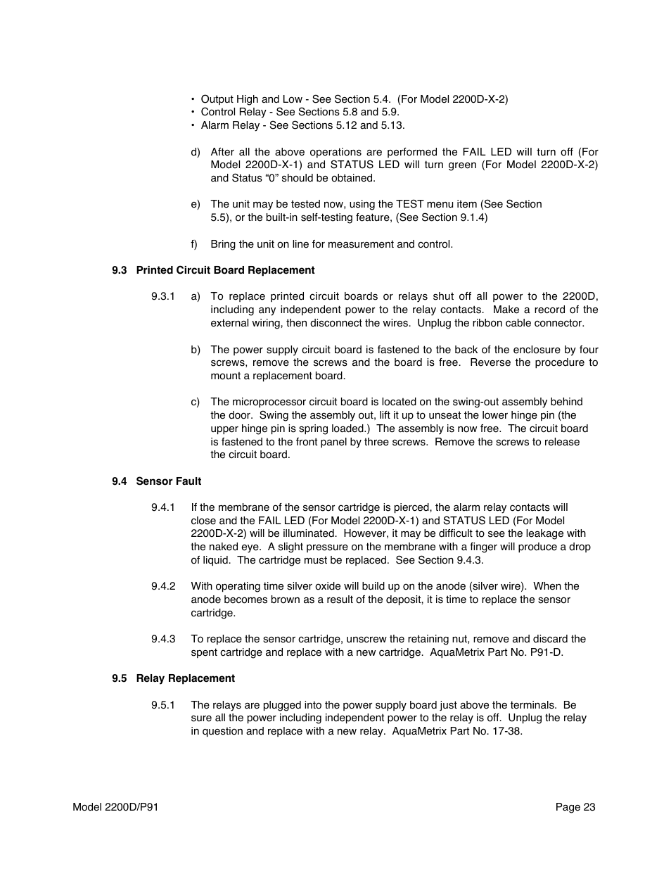 Metex 2200D/P91 Dissolved Oxygen Controller/Analyzer User Manual | Page 25 / 27