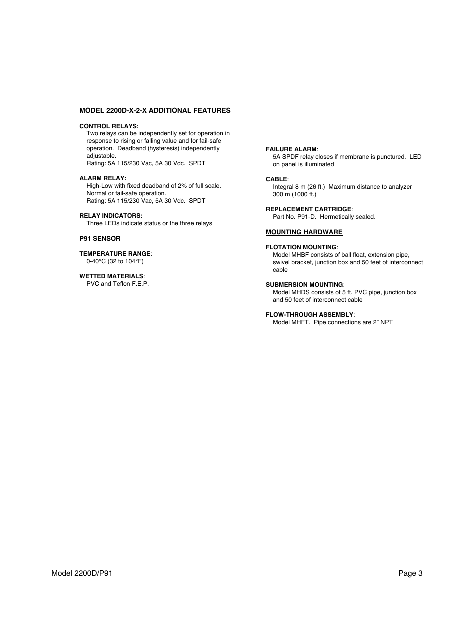 Metex 2200D/P91 Dissolved Oxygen Controller/Analyzer User Manual | Page 5 / 27