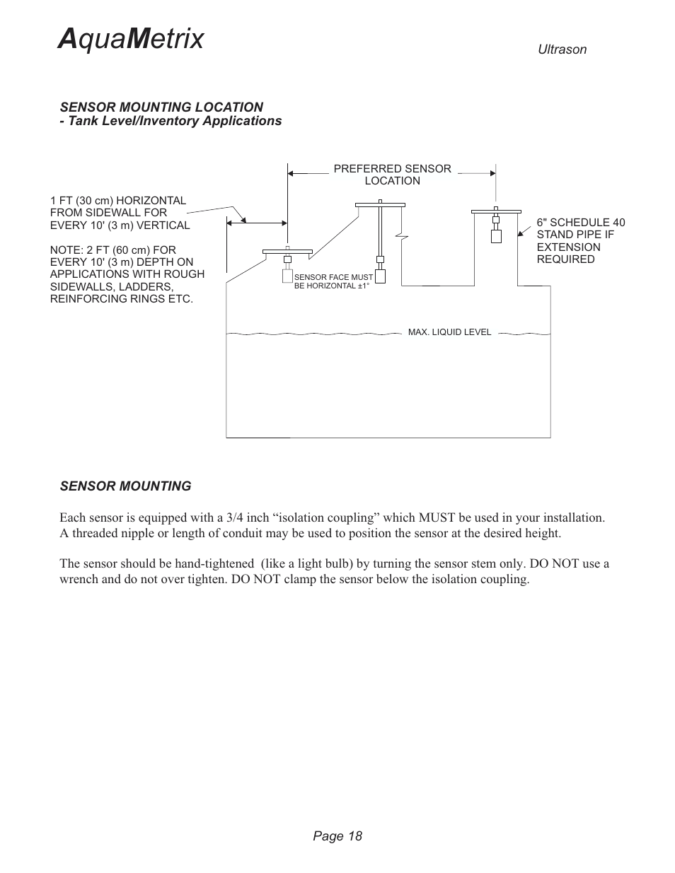 A qua m etrix | Metex 3200U Ultrasonic Flow & Level Monitor User Manual | Page 18 / 48
