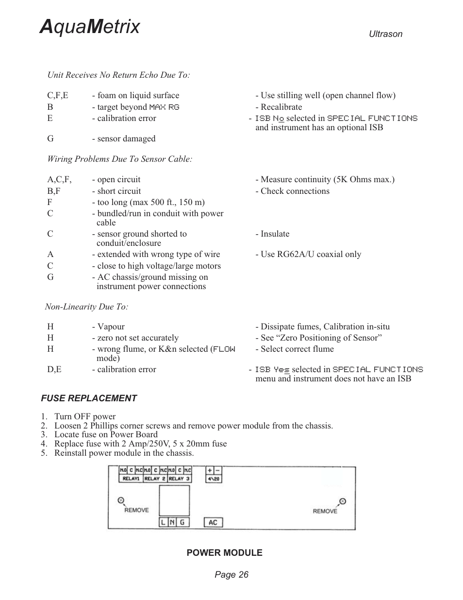 A qua m etrix | Metex 3200U Ultrasonic Flow & Level Monitor User Manual | Page 26 / 48