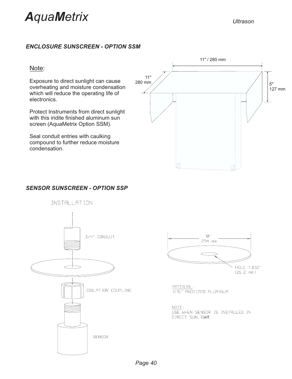 A qua m etrix | Metex 3200U Ultrasonic Flow & Level Monitor User Manual | Page 40 / 48