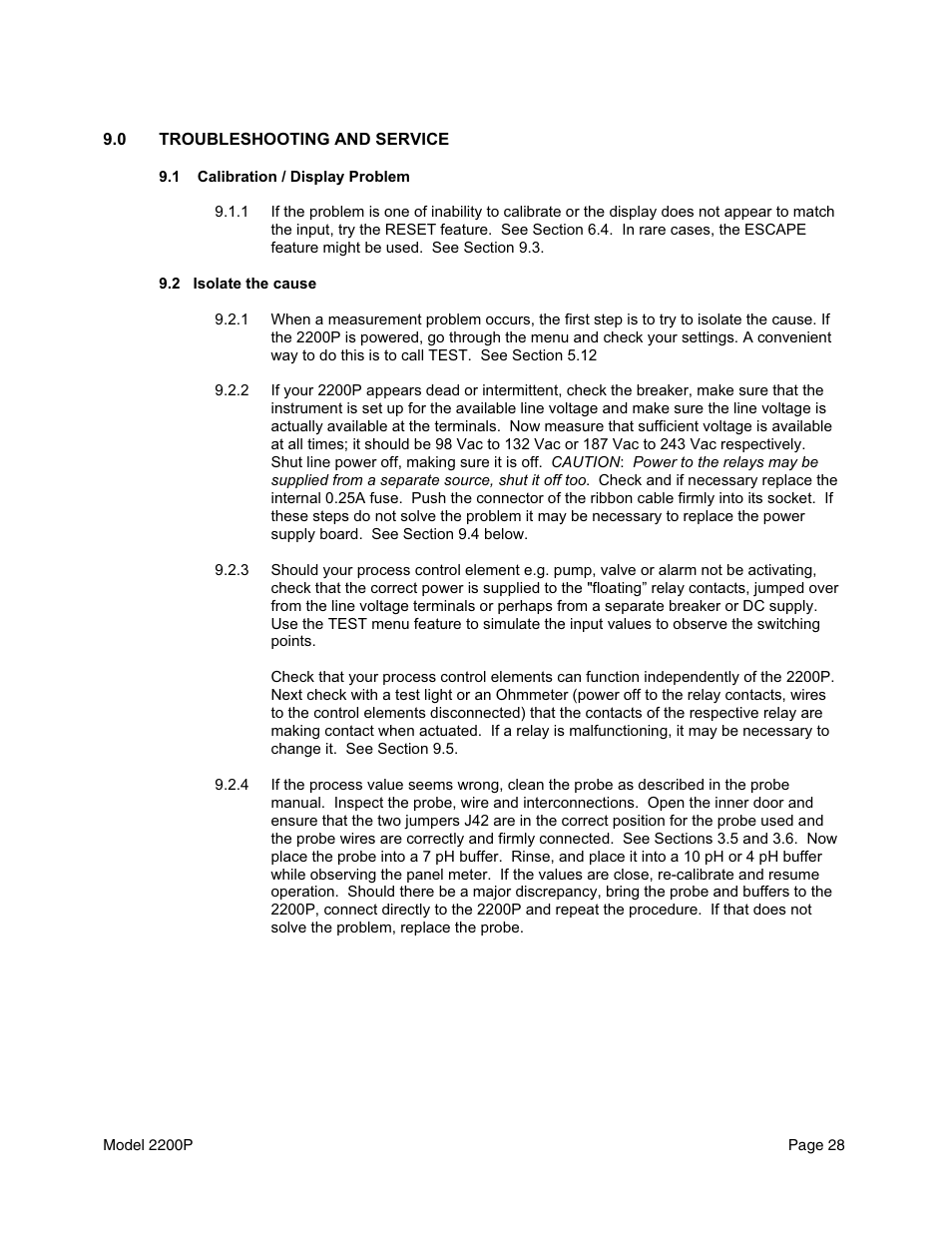 Metex 2200P pH Analyzer/Controller User Manual | Page 30 / 34