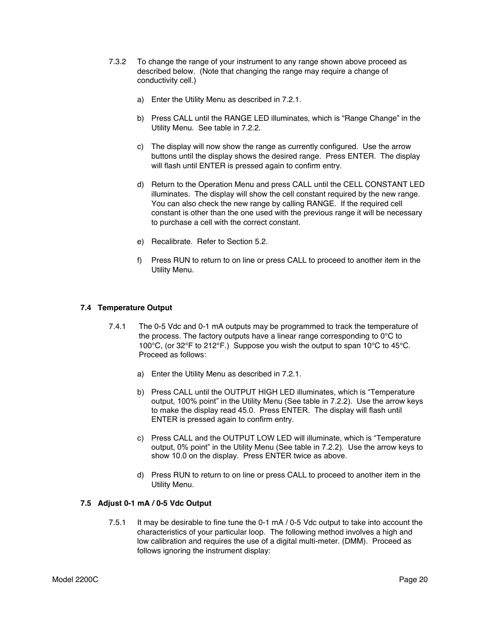 Metex 2200C Conductivity Analyzer/Controller User Manual | Page 22 / 30