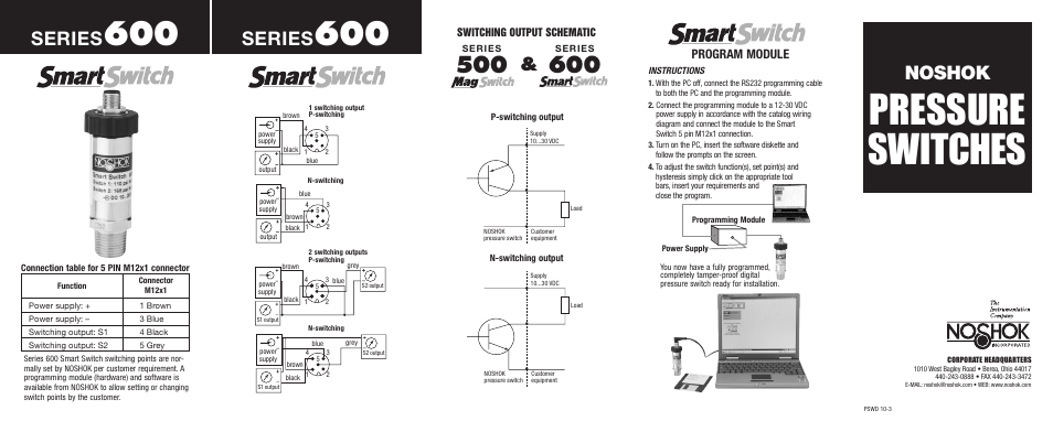 NOSHOK 200 Series Pressure Switches User Manual | 2 pages