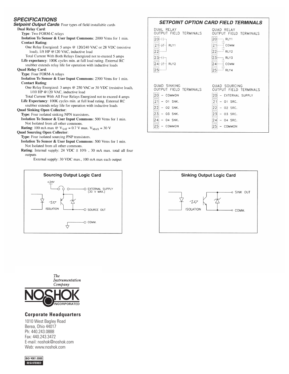 NOSHOK 2000 Series Dual/Quad Relay Option Card User Manual | Page 2 / 2