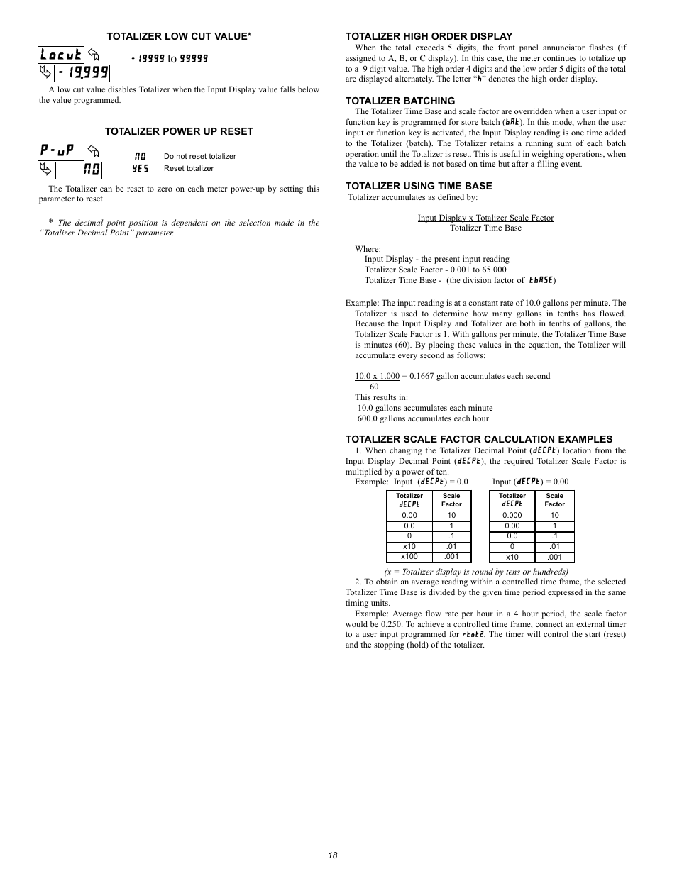 999 locut, No p-up, Yes no | NOSHOK 2100 Series Field Upgradeable Dual Input Process Indicator User Manual | Page 18 / 36