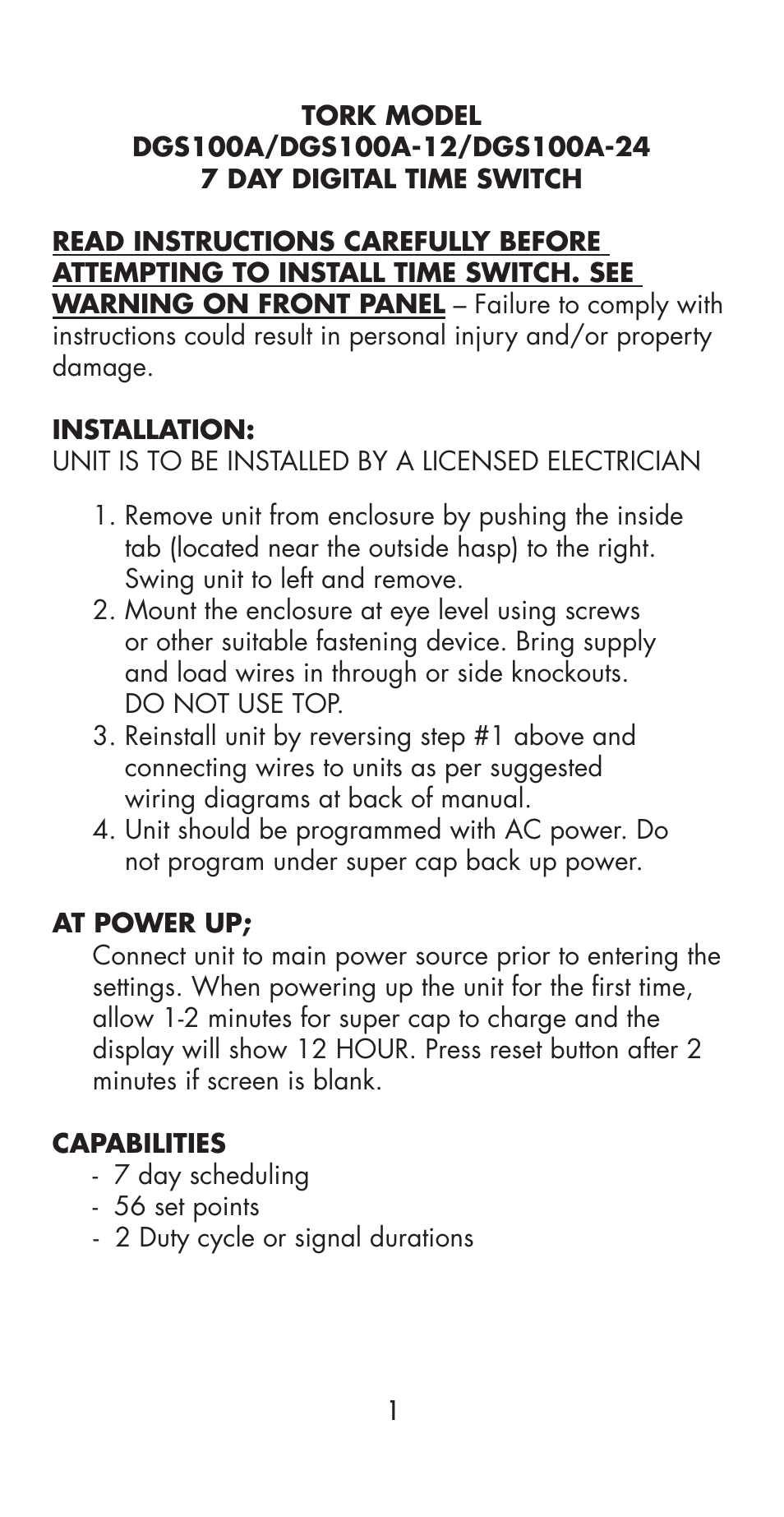 NSi Industries DGS100A Series User Manual | Page 3 / 16