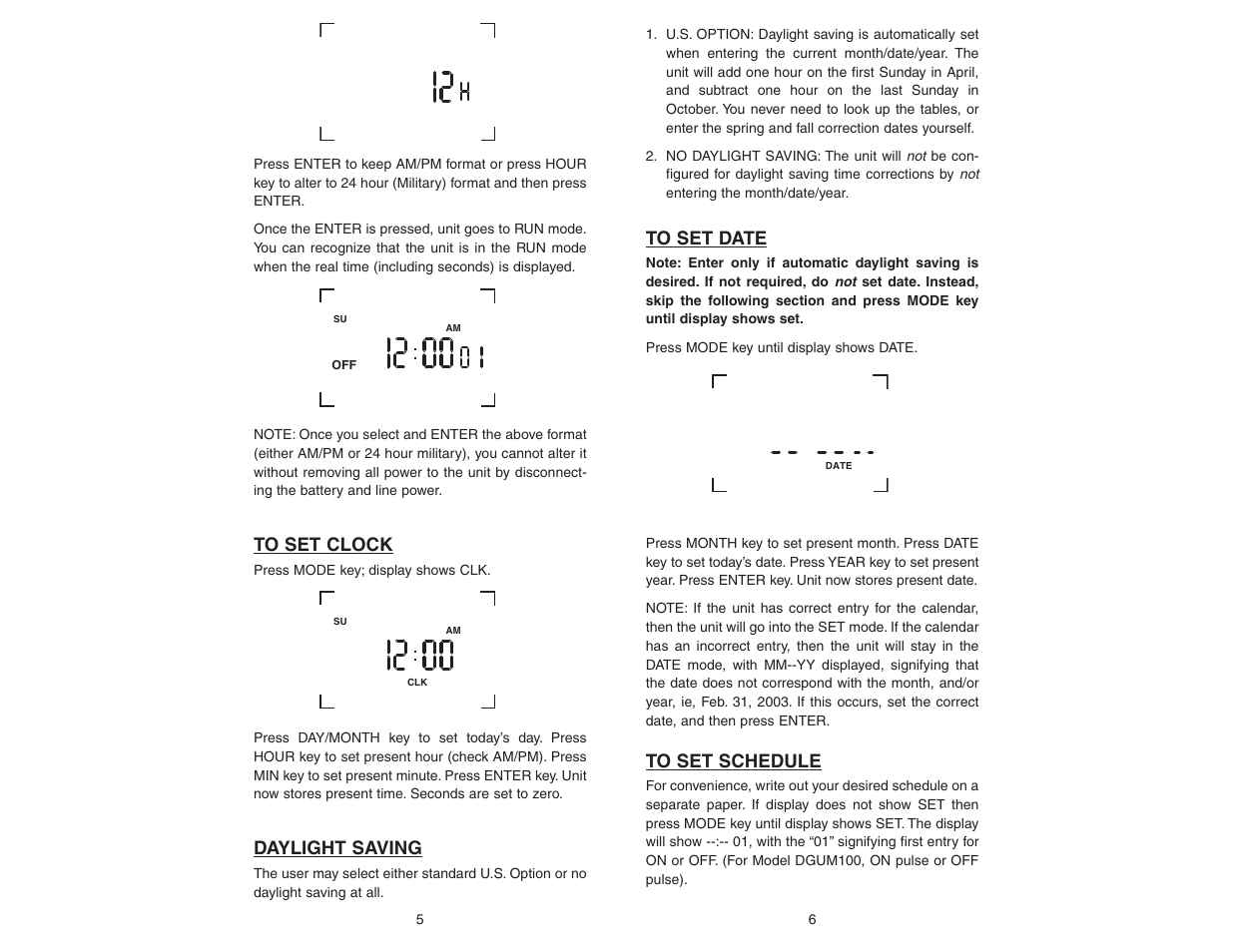 Daylight saving | NSi Industries DGUM100 User Manual | Page 5 / 8