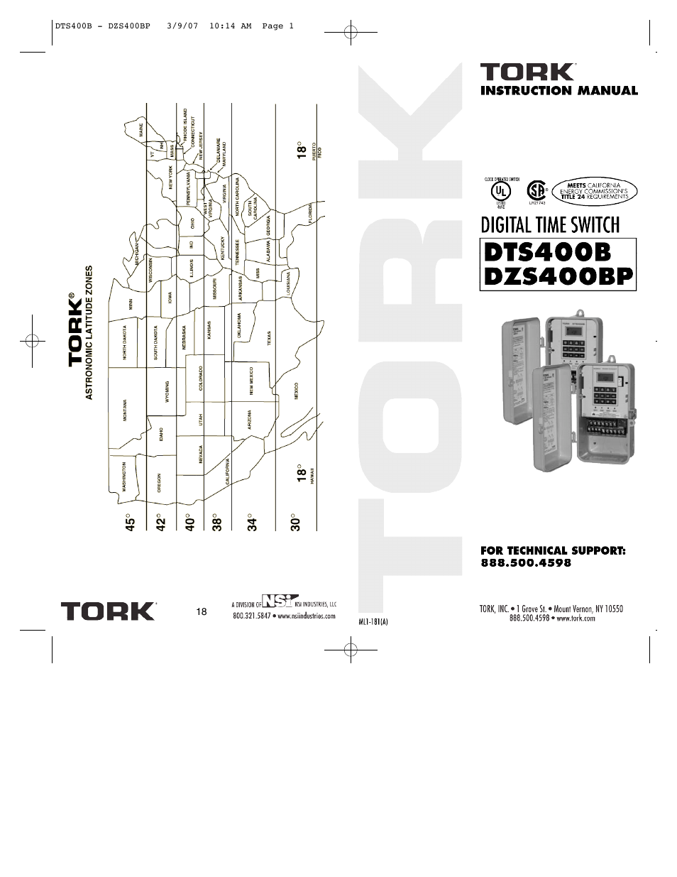 NSi Industries DZS400BP User Manual | 10 pages