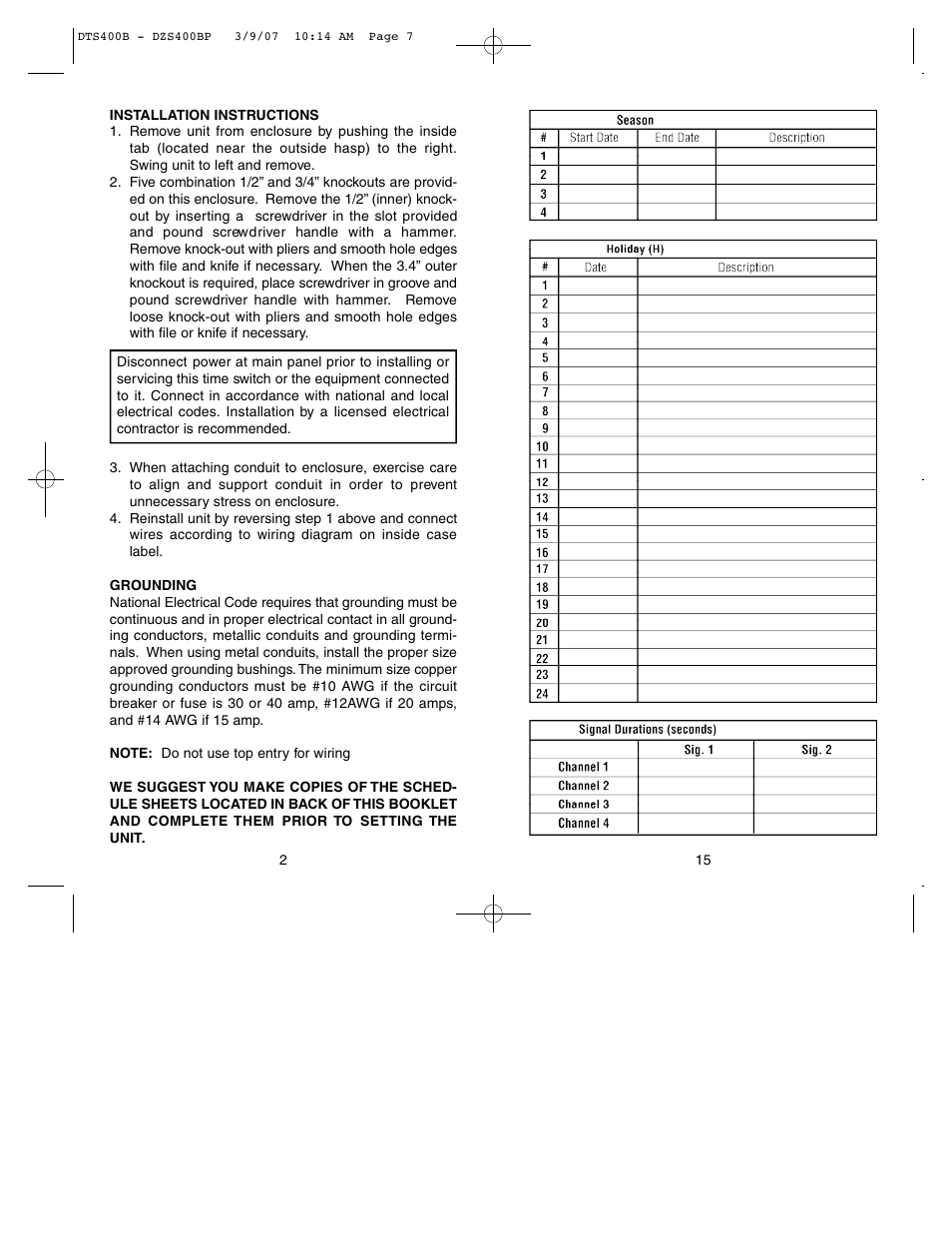 NSi Industries DZS400BP User Manual | Page 4 / 10