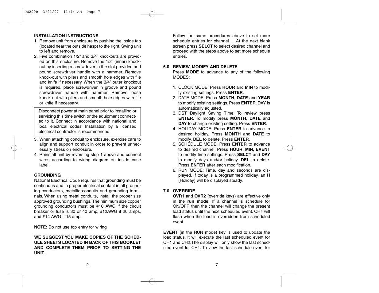 NSi Industries DW200B User Manual | Page 4 / 6
