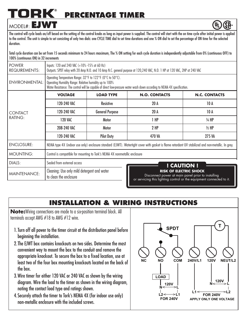 NSi Industries EJWT User Manual | 8 pages