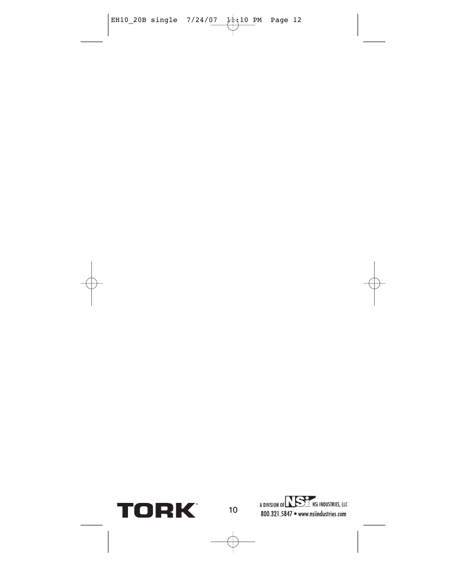 Eh10b eh20b | NSi Industries EH20B User Manual | Page 12 / 12