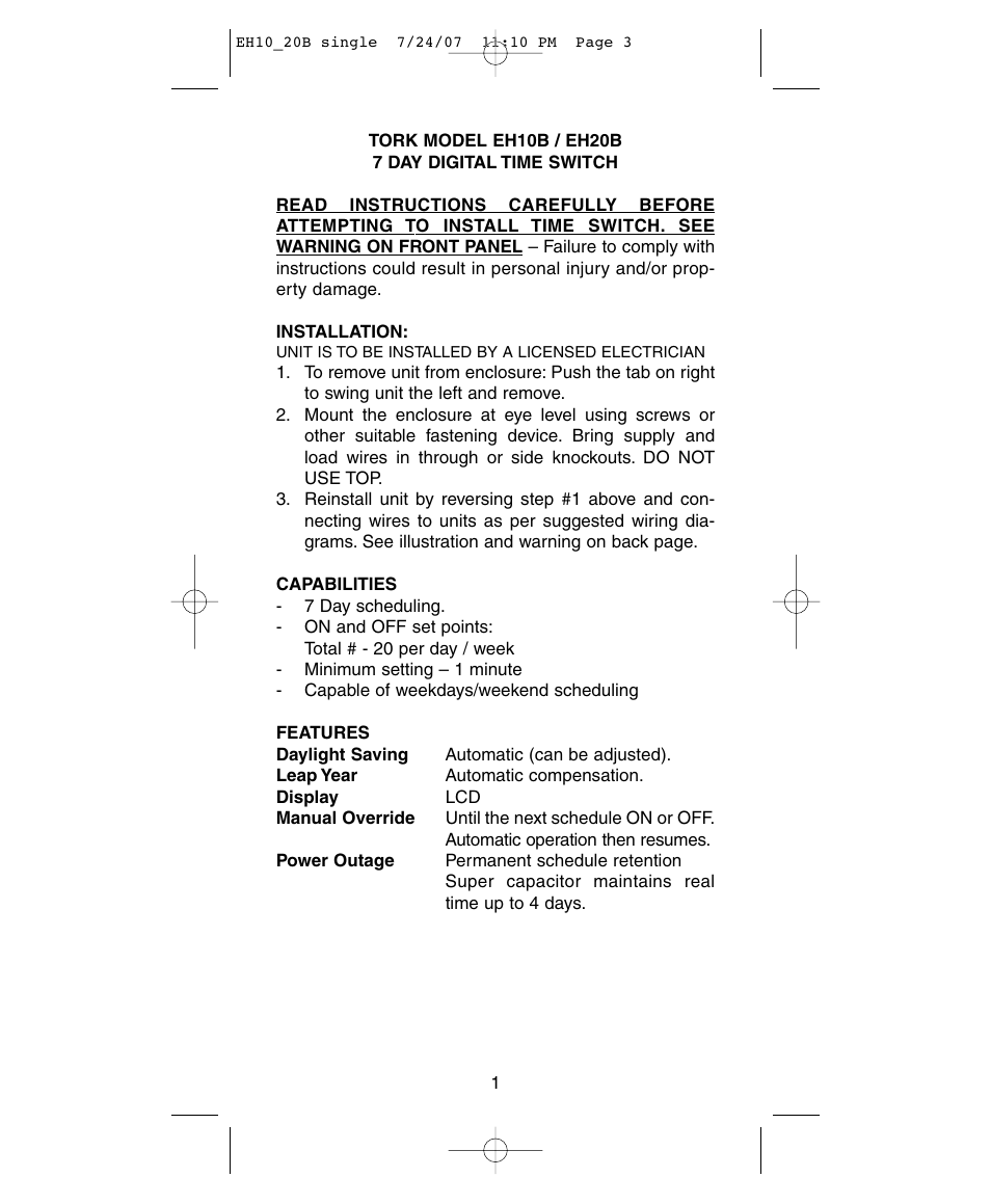 NSi Industries EH20B User Manual | Page 3 / 12