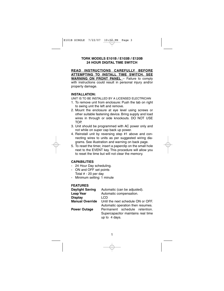 NSi Industries E120B User Manual | Page 3 / 12