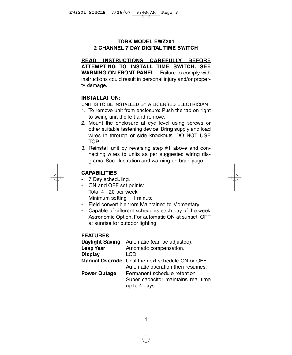 NSi Industries EWZ201 User Manual | Page 3 / 16