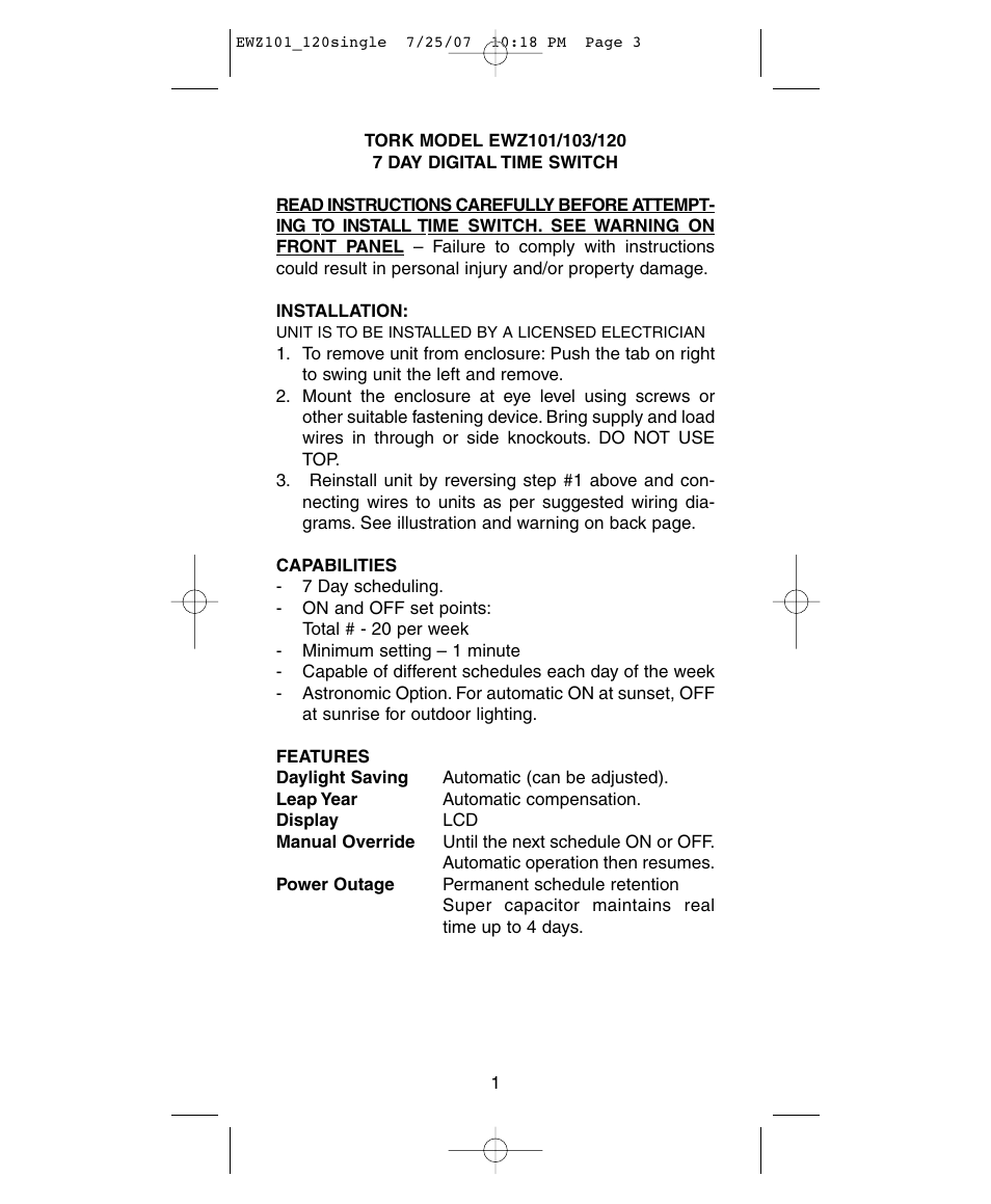 NSi Industries EWZ120 User Manual | Page 3 / 15