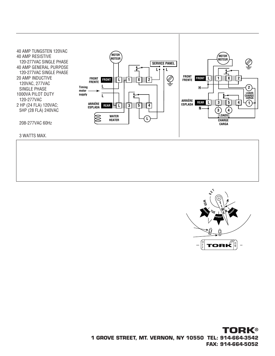W222installop, Tork model w222, Tork | Seven day calendar dial time switch | NSi Industries W100 User Manual | Page 6 / 8