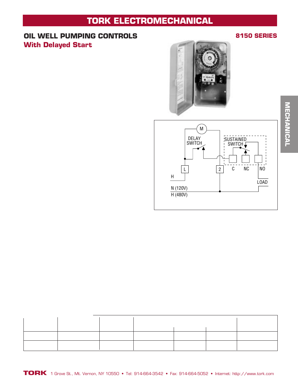 8150serieswiring, Tork electromechanical, Oil well pumping controls with delayed start | Mechanical, Tork, 8150 series | NSi Industries 8001 User Manual | Page 12 / 16