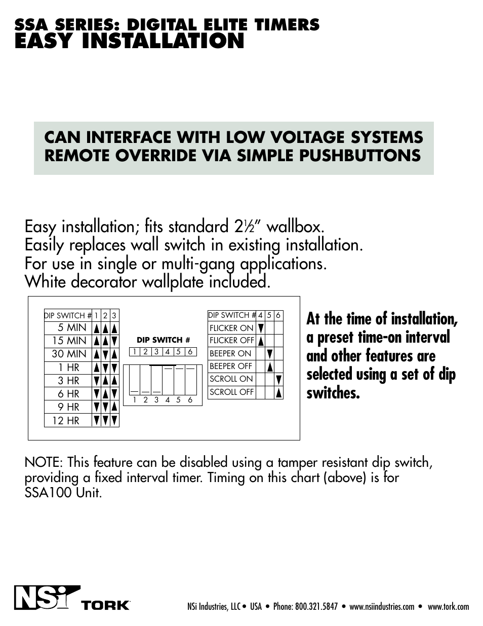 NSi Industries SSA SERIES User Manual | 1 page